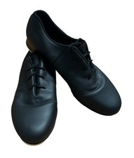 Womens 9.5 M Bloch Black Leather Lace Up 1  Heeled Tap Shoes 2AT 02 Shockwave