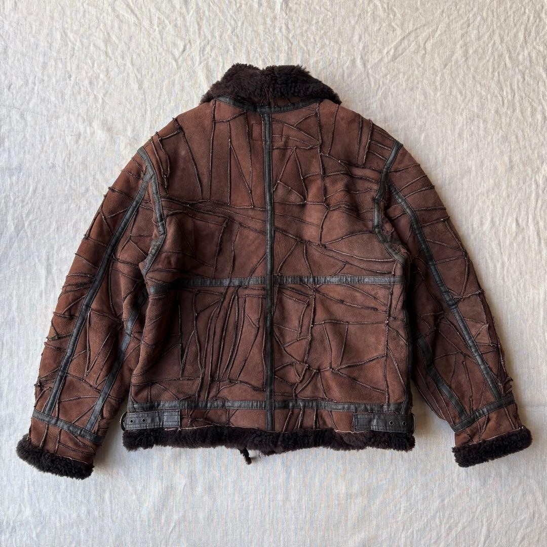 Houston B-3 Flight Jacket Patchwork Real Mouton S… - image 8