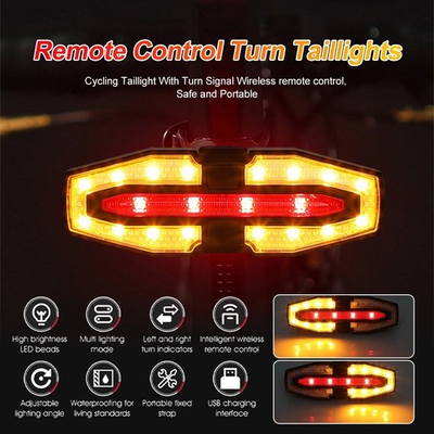 #ad Remote Bike Taillight Turn Signal Light Wireless USB Rear Light Warning Lantern $11.62