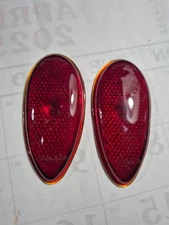 Antique Glass Pair Tail Light Lens 1938-1939 Ford Rear Glass Stimsonite Duolamp
