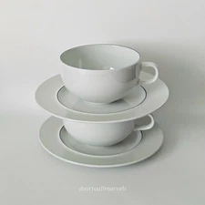 2 Royal Copenhagen Fajance Cup & Saucer Sets BLUE LINE #3074 #3066 Denmark