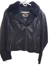 Chaqueta de cuero Harley-Davidson 97030-06VW cuello de piel de conejo para mujer XL motociclista