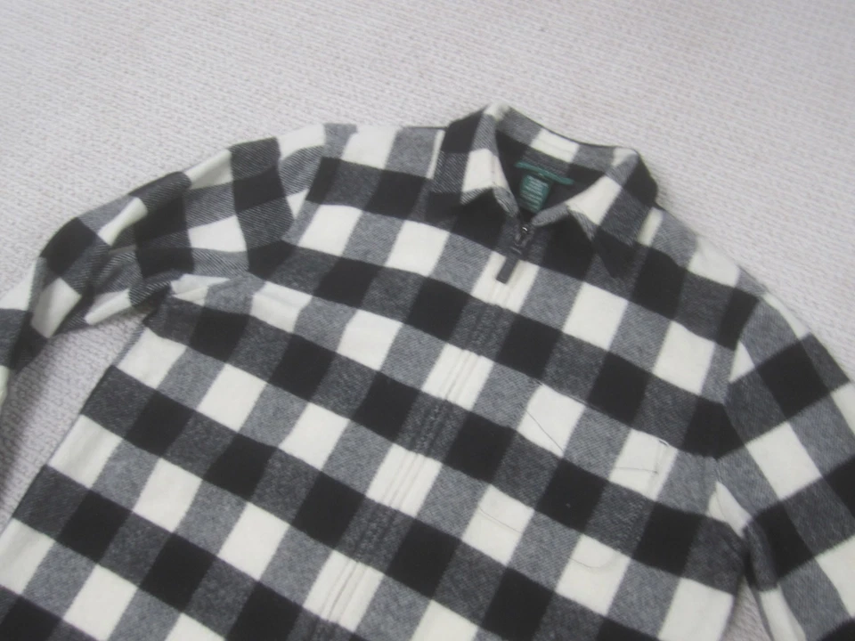 Chaqueta Lauren Ralph Lauren Mujer Mediana Negra Blanca Cuadros Búfalo Lana Franela Foto 2 de 4