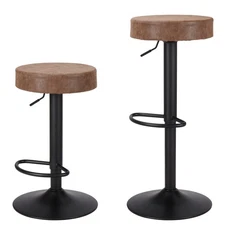 Bar Stools Set of 2 Counter Height, Swivel Barstools with Footrest and Backle...