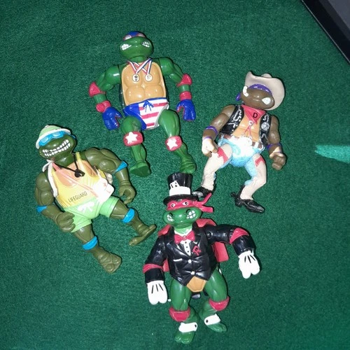 Lot of 4 Vintage 1990s TMNT Teenage Mutant Ninja Turtles Action Figure Toys