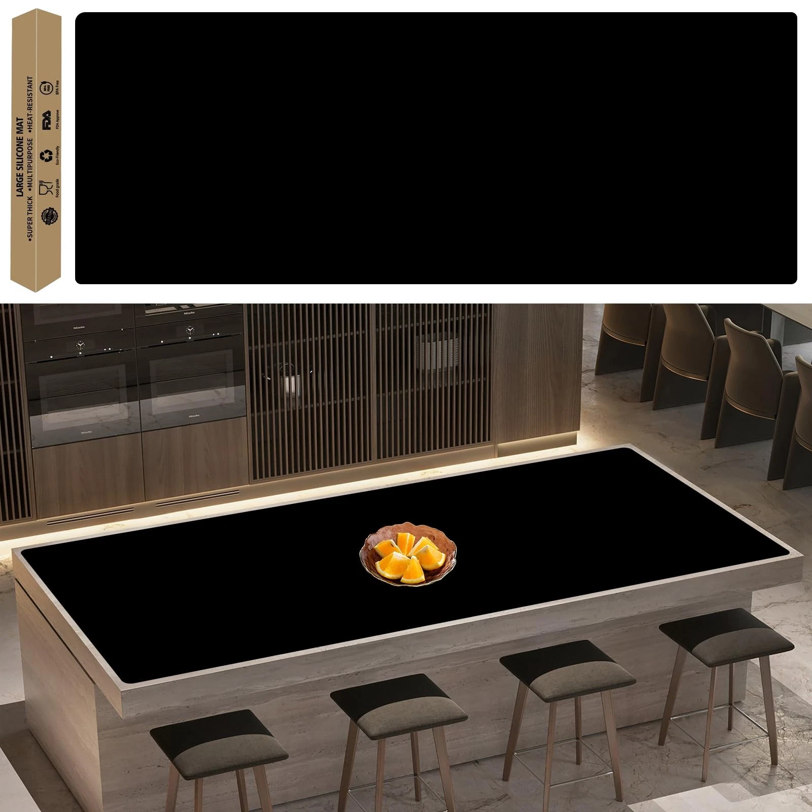 Super Large Silicone Mat, 120"x24" Silicone Mats for Kitchen Counter, Non-sli...