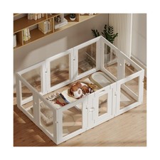 Clear Acrylic Dog Playpen Indoor, Puppy Cat Small Pet Play Pen, Easy Assemble...