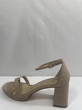 Nina Shoes Womens Size 9 Nude Berneta-YS Glitter Block Heel Sandals New Box