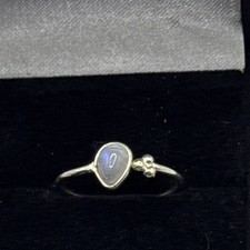 Vintage Sterling Silver Moonstone Ring Adjustable Teardrop Design Sz 6.5 Dainty
