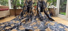 LAURA ASHLEY  SILK BLACKOUT LINED CURTAINS & TIEBACKS 233cm DROP BY 129cm WIDTH