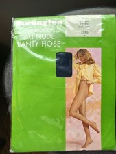 Vintage Burlington All Nude Pantyhose Sandalfoot Size Medium Bright Navy