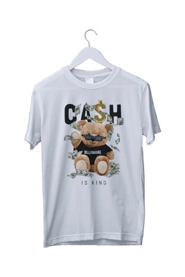 Teddybär Cash is King Grafikdruck Unisex Herren T-Shirt S M L XL 2 3 4 XL