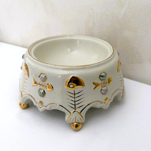 Vintage Baum Bros Formalities Large Porcelain Pet Cat Bowl