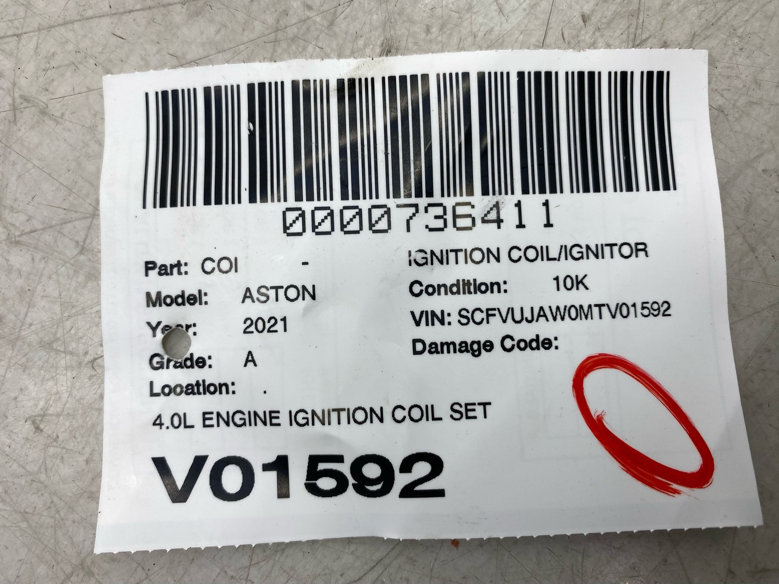 2020-2025 ASTON MARTIN DBX 4.0L ENGINE IGNITION COIL SET 4 PCS 1779064202 OEM