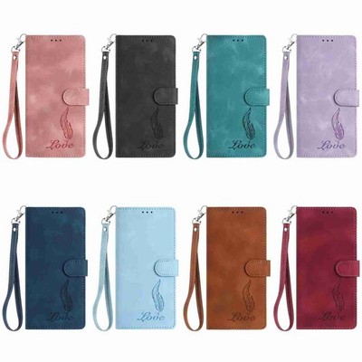Leather Feather Wallet Phone Case For Huawei P40 P50 P30 Y5 Y5P P20 Nova 9 5T