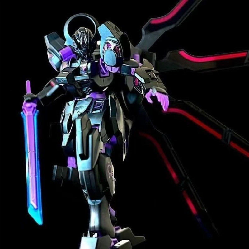 HG 1/144 Neon Purple Robot Model Kit Assemble Action Figure Desktop Decoration C