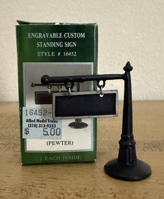 Forma Vitrum Vitreville Standing Sign Pewter Engravable Original Price Sticker