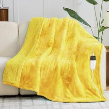 Heated Electric Blanket Throw, Faux Fur Sherpa Heating Blanket for Sofa Bed,