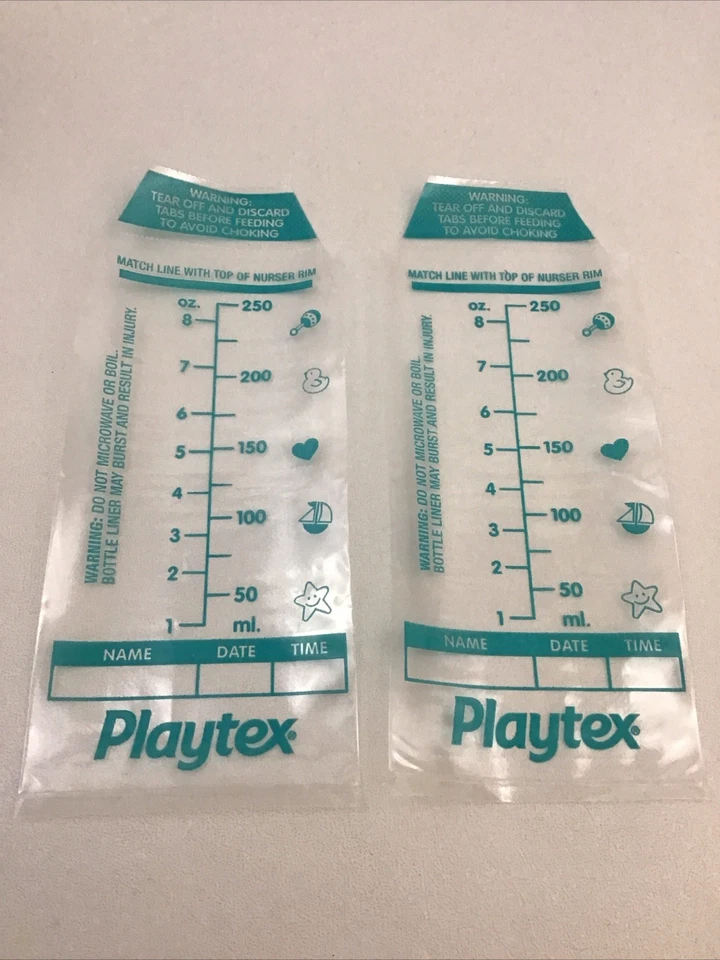 Lote de 2 biberones Playtex diseño púrpura claro gotas 8 oz tapa pezón bolsa Foto 2 de 4