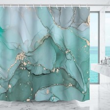 Teal Marble Shower Curtain Turquoise Aqua Modern Luxury Abstract Ink Art