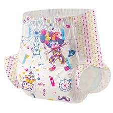Adult Printed Diapers,Medium-Uncle Clown, 7 Pieces for Men and Women - Leak P...