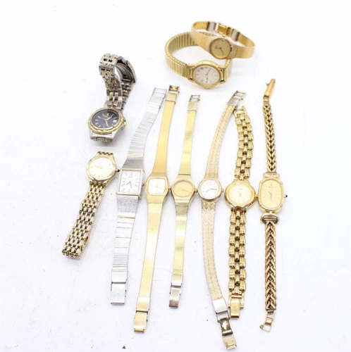 F x10 Ladies Seiko Quartz Gold Tone Wristwatches, Not Tested Etc