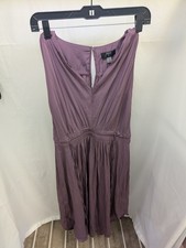 NWT T Tahari Dress Medium M Plum Purple Sleeveless V-Neck Elastic Waist Midi New