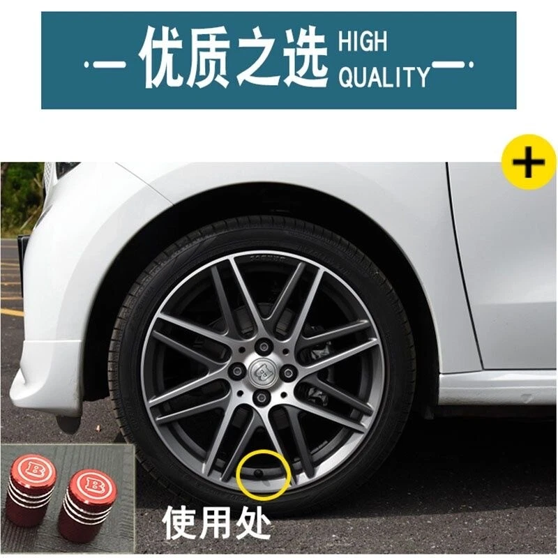 4 PIEZAS Tapas de vástagos de válvula de neumático de rueda de automóvil Cubiertas de válvula de neumático para Mercedes-Benz Foto 3 de 4