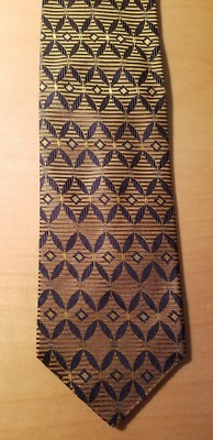 Vtg Pierre Balmain/French Designer Wide NeckTie Gold/Black Silk 4 1/8'' x 58 1/2''