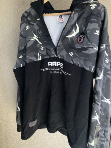 Buy Aape By A Bathing Ape men camouflage long sleeve hooded jacket  windbreaker jacket black and dark grey combo Online