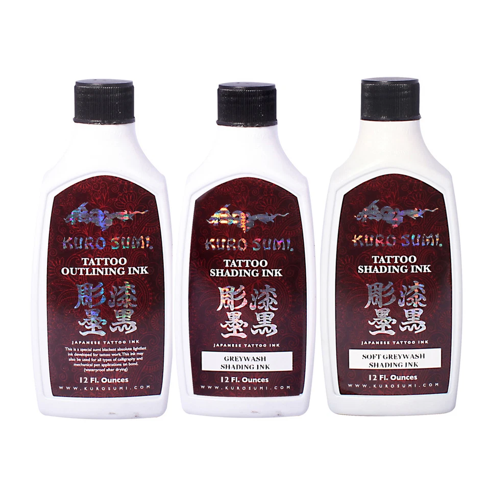 Authentic Kuro Sumi Black Outlining, Greywash, or Soft Greywash Tattoo Ink USA