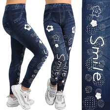 Mädchen Kinder Leggings Smile Strass Freizei...