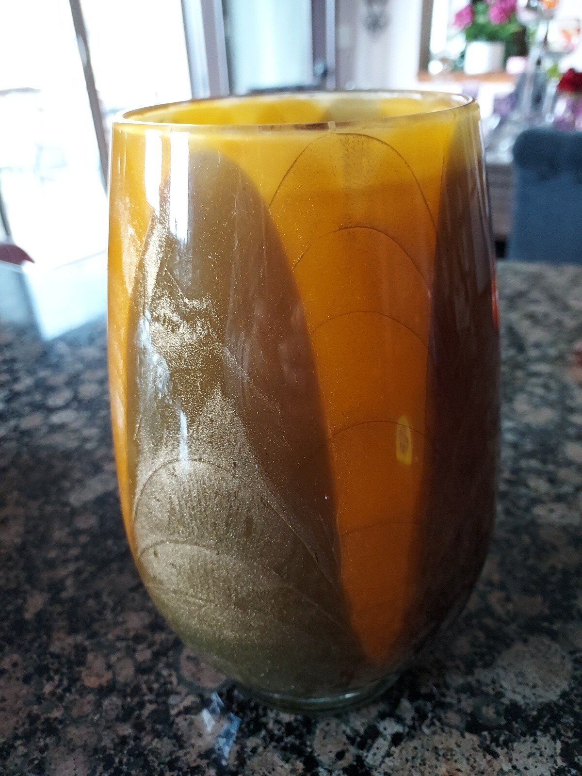 Northern Lights Esque Candles 9" Vase w/ Glass Piller Insert Maroon