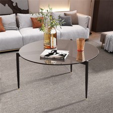 2 Size Modern Art Glass Top Coffee Table Round End Table Sofa Side Accent Tables