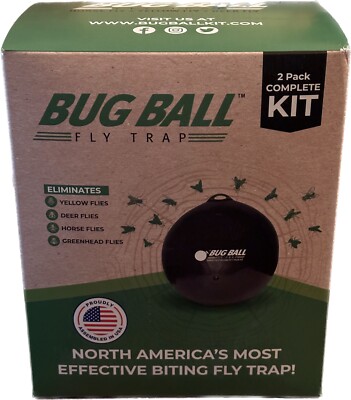 Bug Ball Starter Kit Biting Fly Trap, Eco Friendly (2 Pack Complete Kit)