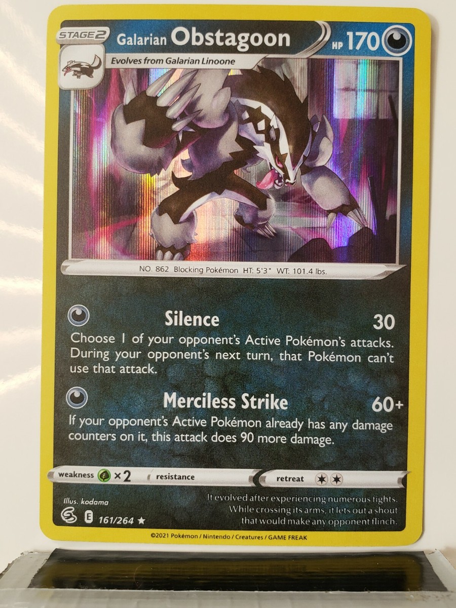 obstagoon pokemon card value HOLO Galarian Obstagoon 161/264 NM / M - RARE Fusion Strike Pokemon Card