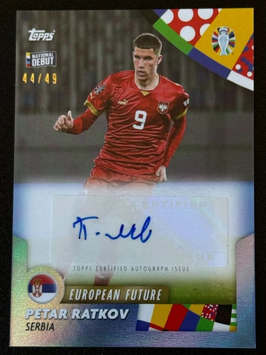 Topps 2024 EUROTopps 2024 EU Jose Mourinho Platinum Auto Serbia Petar Ratkov /49
