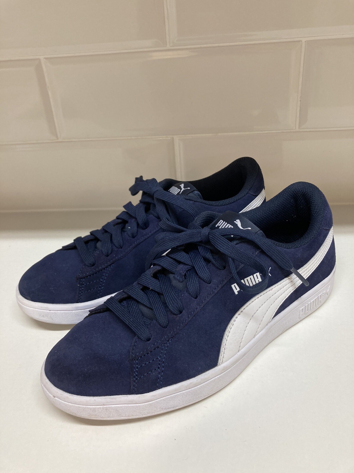 Puma Smash V2 Blue Suede Trainers 