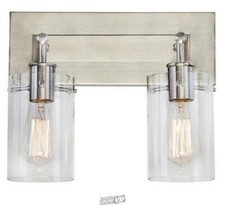Regan 12.75 in. 2-Light Brushed Nickel Vanity Light with Clear Glass Shades