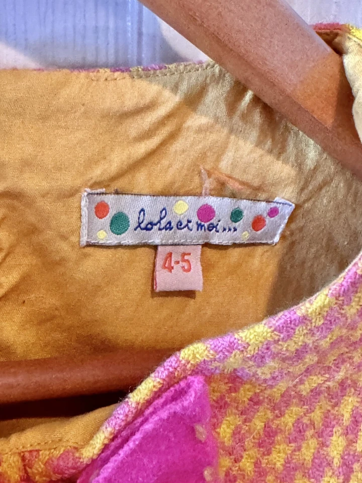 Vestido tipo jersey Lola Et Moi rosa y dorado para niñas talla 4-5 100 % lana Foto 3 de 4