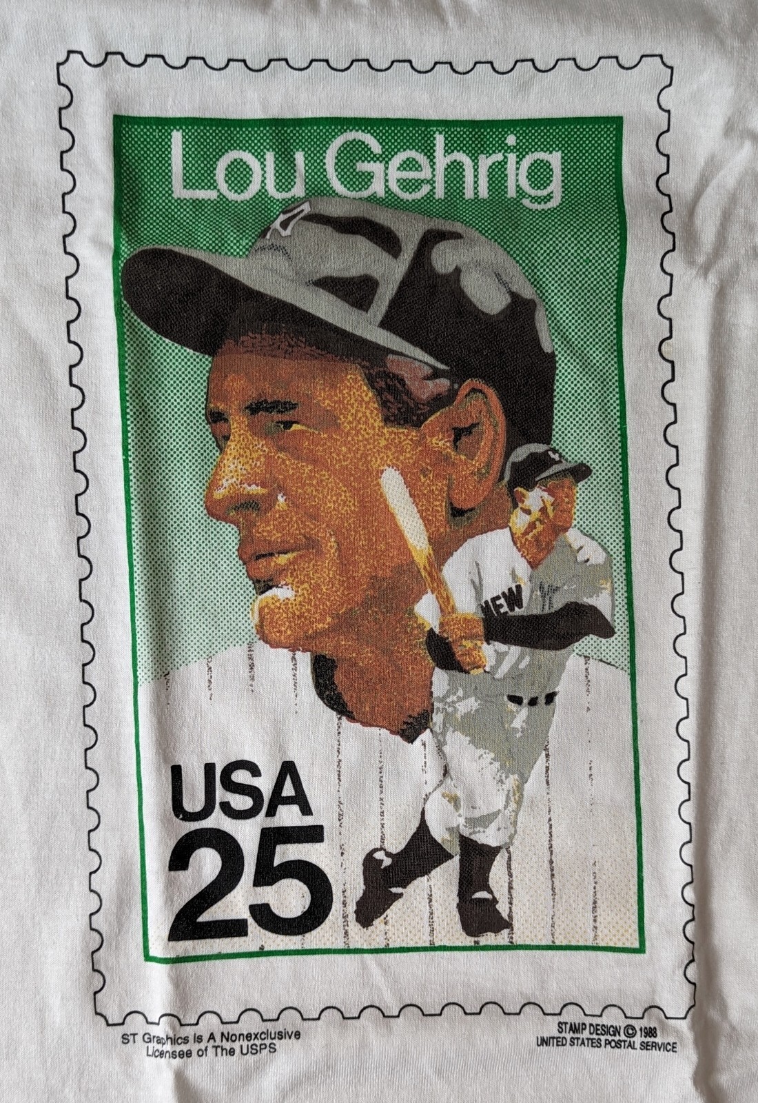 Vintage Jerzees Lou Gehrig Postage Stamp Graphic TShirt Size Small eBay