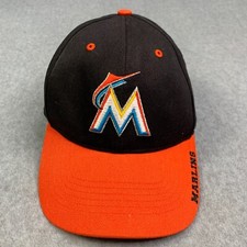 Miami Marlins Hat Cap Youth Strap Back Black Orange 47 Brand Logo Embroidered