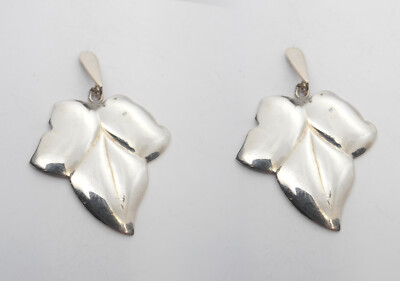 Cozzi Gioielli Sterling Silver 925 Ivy Leaf Drop Earrings Lucky Charm