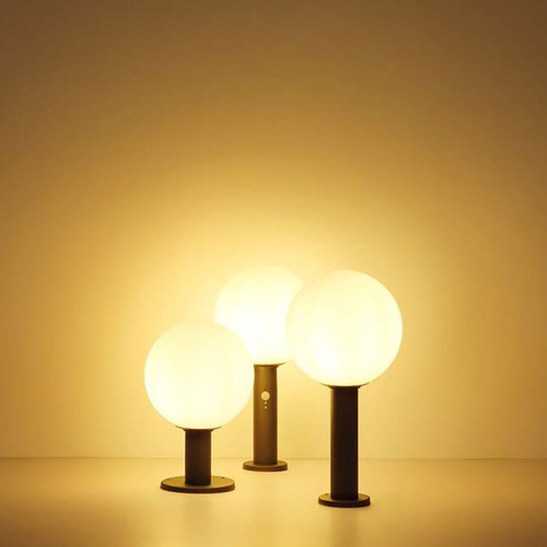 Außenstehlampe Sockelleuchte Gartenlampe Glaskugel Wegeleuchte anthrazit H 38 cm - Bild 9 von 12
