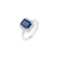 Sterling Silver Halo Sapphire Ring  925 Hallmarked British Made Sizes J - R