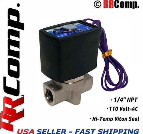 Elettrovalvola AC Elettrovalvola In Ottone VITON 1/4" NPT 110-120V &ndash; Normalmente Chiusa Per Aria, Acqua, Gas Valvola Solenoida NC