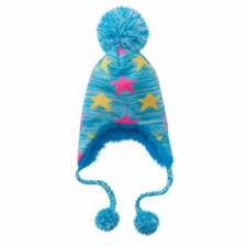 Girls 4-16 Marled Star Earflap Hat Color: Blue, Size: One Size p