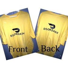 DoorDash Front  Back Food Delivery Driver YELLOW Short Sleeve 2XL Shirt RARE 