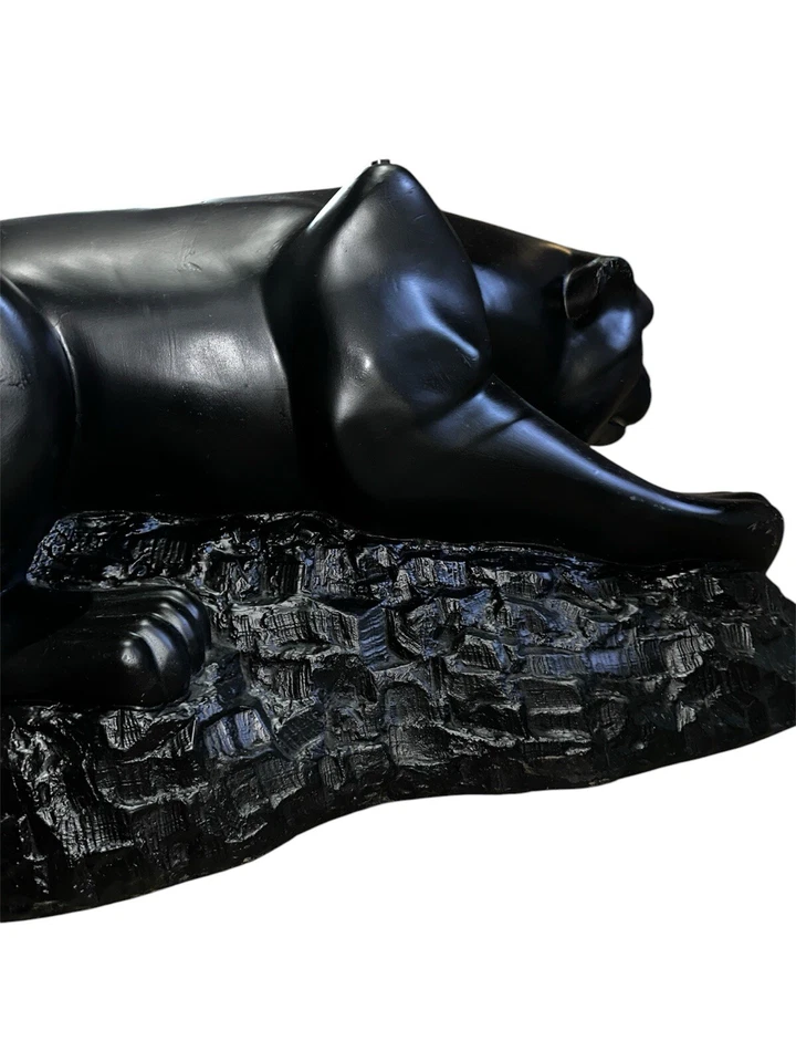 Винтажный 80-х Черная пантера из стекловолокна журнальный столик и конец стола редкий набор - Изображение 3 из 4