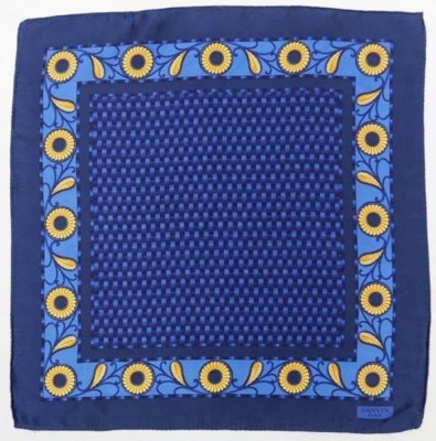 Foulard Vintage Lanvin 100% Soie - Motif Géométrique Multicolore - Italie - Occasion Bon État
